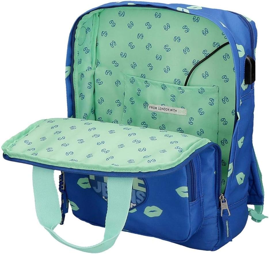 Pepe Jeans Ruth Anpassbarer Laptop-Rucksack Blau 30x40x13 cms Polyester 14" 15.6L Adaptiver PC-Rucks