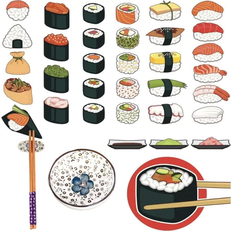 Dätenky Sushi Set, Keramikbesteck Set Sushi Geschirr für Vier Personen Teller Essstäbchen Essstäbche