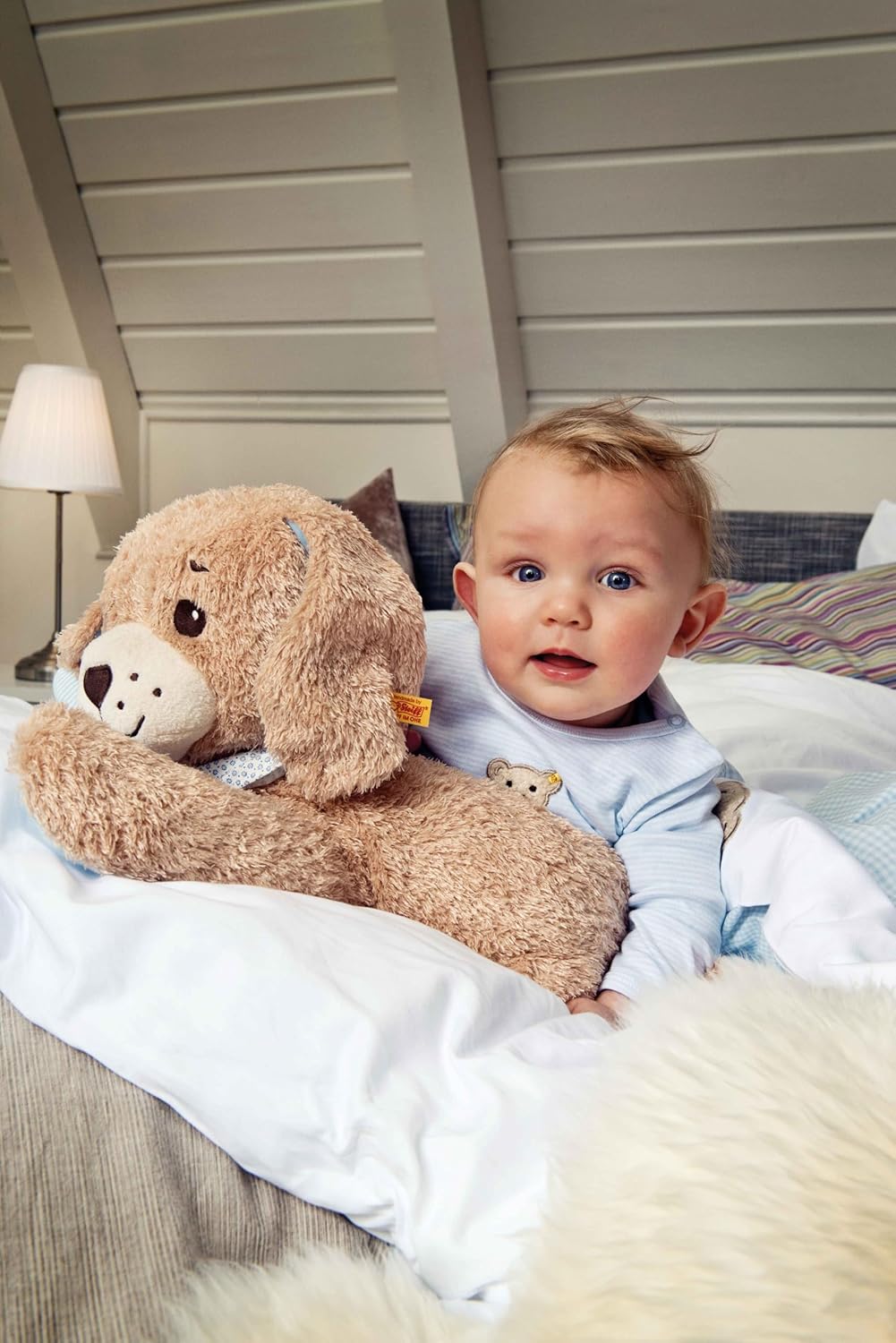 Steiff Gute Nacht Hund - 28 cm - Plüschhund mit Schlappohren - Kuscheltier für Babys - weich & wasch