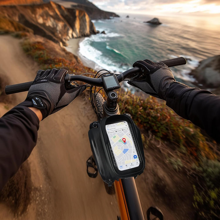 Fahrrad Rahmentasche, Wasserdicht Handytasche Oberrohrtasche für Smartphone bis zu 6.8 Zoll mit TPU