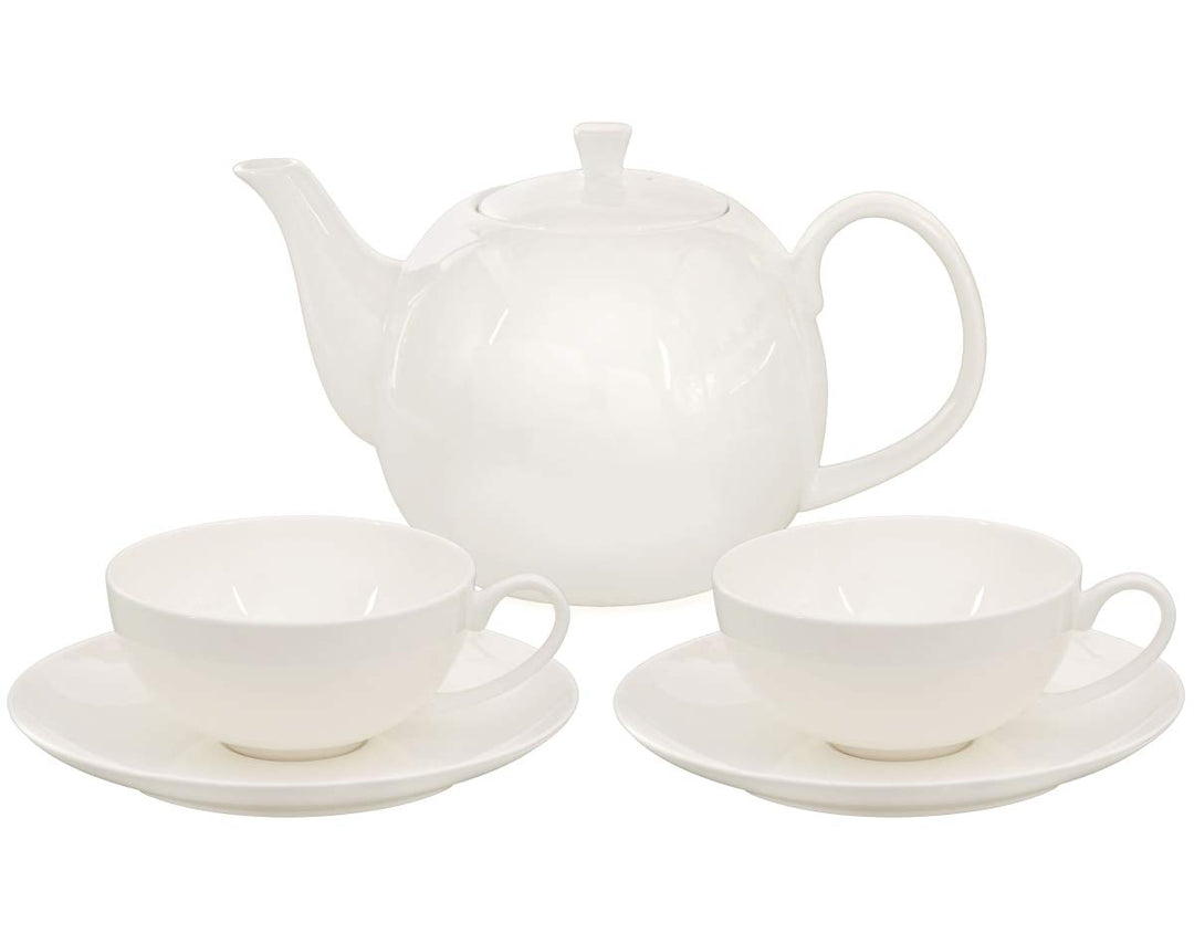 Buchensee Teeservice aus Fine Bone China Porzellan. Teekanne in fein-cremigem Weiss mit 1,5l Füllvol