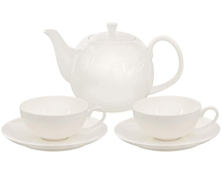 Buchensee Teeservice aus Fine Bone China Porzellan. Teekanne in fein-cremigem Weiss mit 1,5l Füllvol