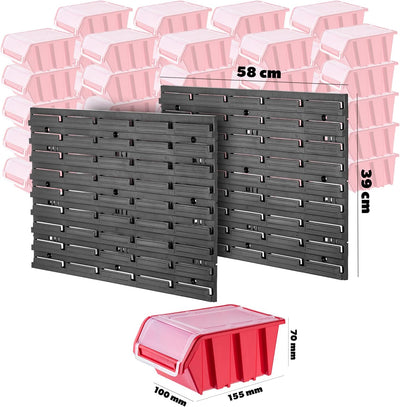 KADAX Werkstattwandregal, 58x78cm Lagersystem aus robustem Kunststoff, UV-Resistentes Werkstattregal