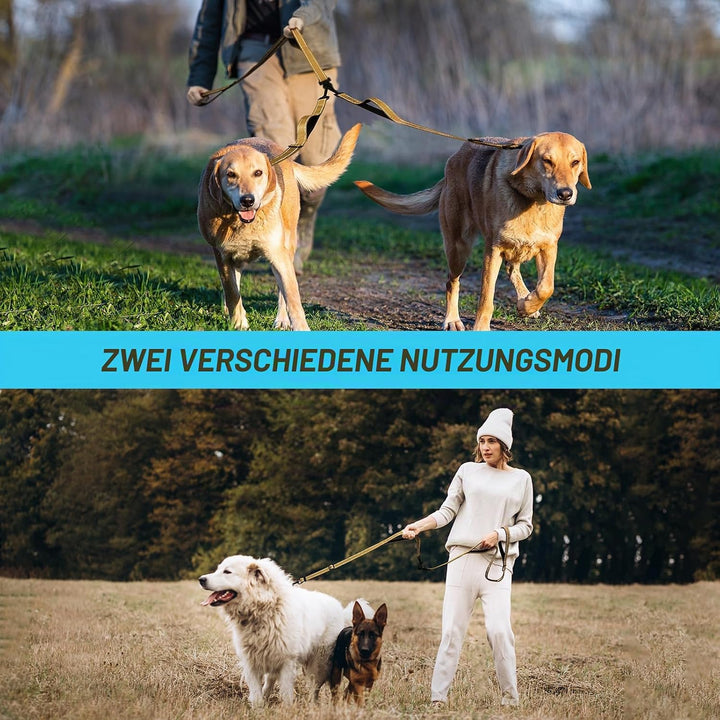 PetBonus Hundeleine Doppelleine für 2 Hunde, Keine Verwicklung Leine für 2 Hunde Gross, Verstellbar