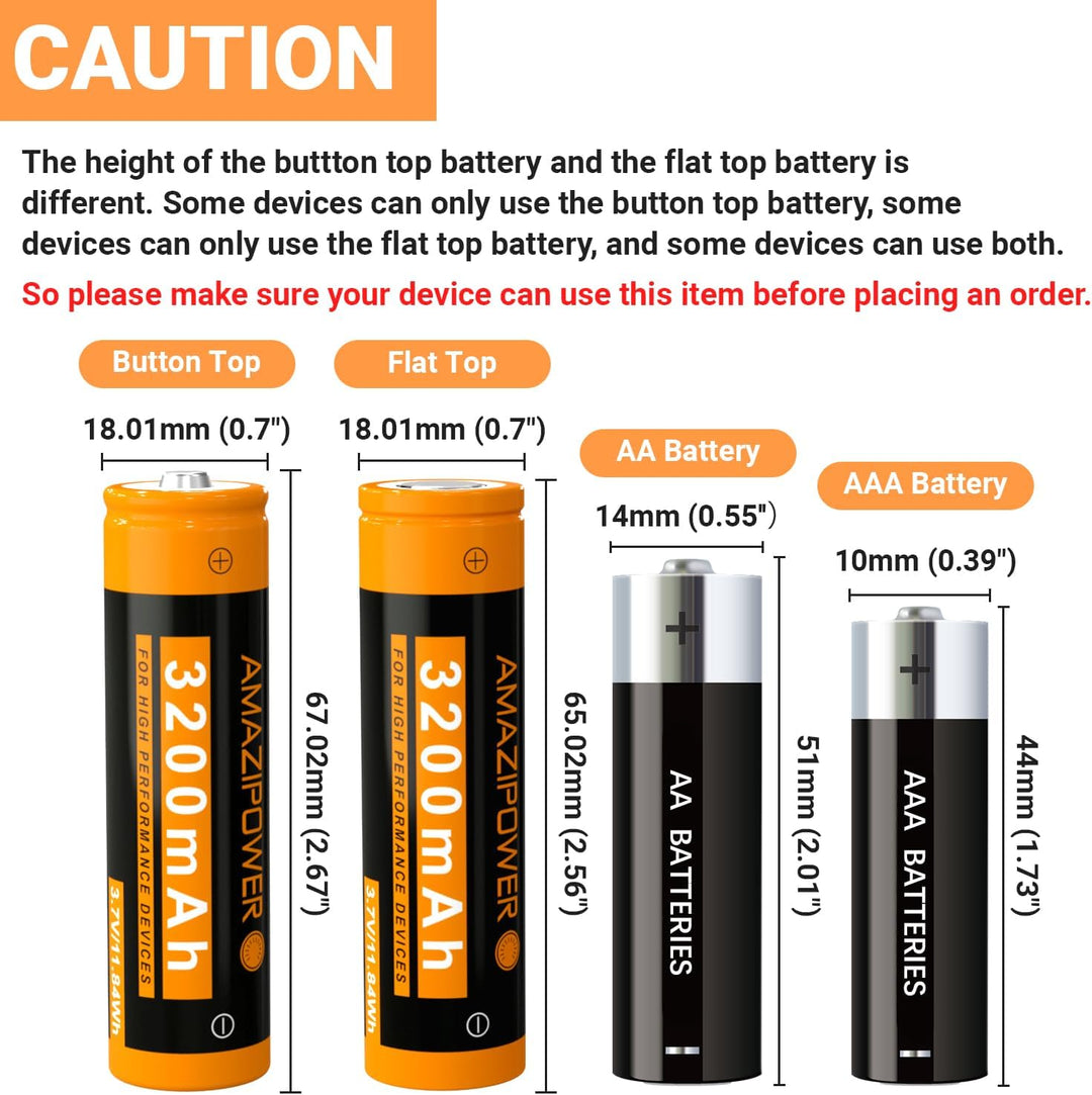 3,7 Volt Wiederaufladbarer Akku，3200mAh NiMH Batterie Hohe Kapazität Batterien für LED Stirnlampe,Fe