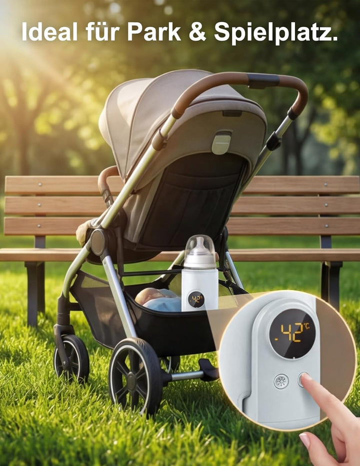 Drahtloses Milchwärmer, mit LED Temperaturdisplay 8000mAh Flaschenwärmer Baby Unterwegs 6 stufige Sc
