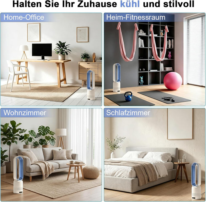 Rotorloser Ventilator mit Fernbedienung, cooling ace Lüfter, Luftkühler, mobiles Klimagerät, 8 Gänge