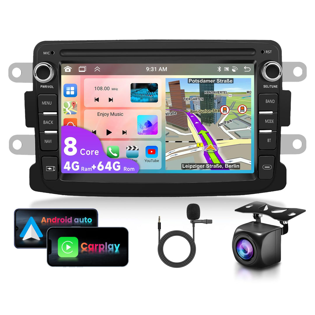 4G+64G 8-Core VECHTEL 7 "Autoradio Bluetooth Für Renault Dacia Duster Sandero Dokker Logan Lodgy Cap