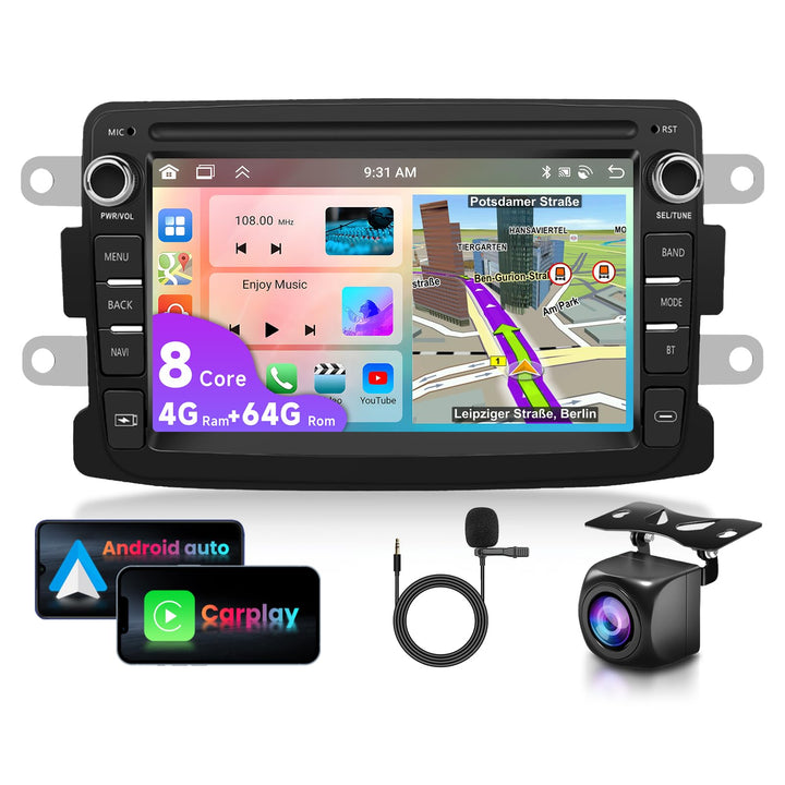 4G+64G 8-Core VECHTEL 7 "Autoradio Bluetooth Für Renault Dacia Duster Sandero Dokker Logan Lodgy Cap