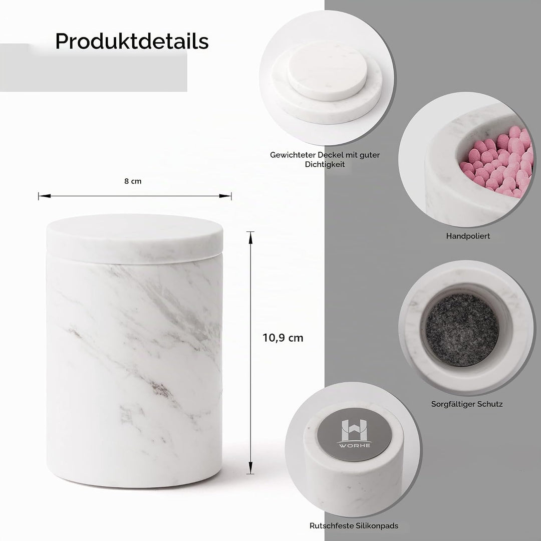 Marmor-Behälter, Marmor-Kottonswab-Behälter mit Deckel, Badezimmer-Vanity-Organizer, geeignet zur Au