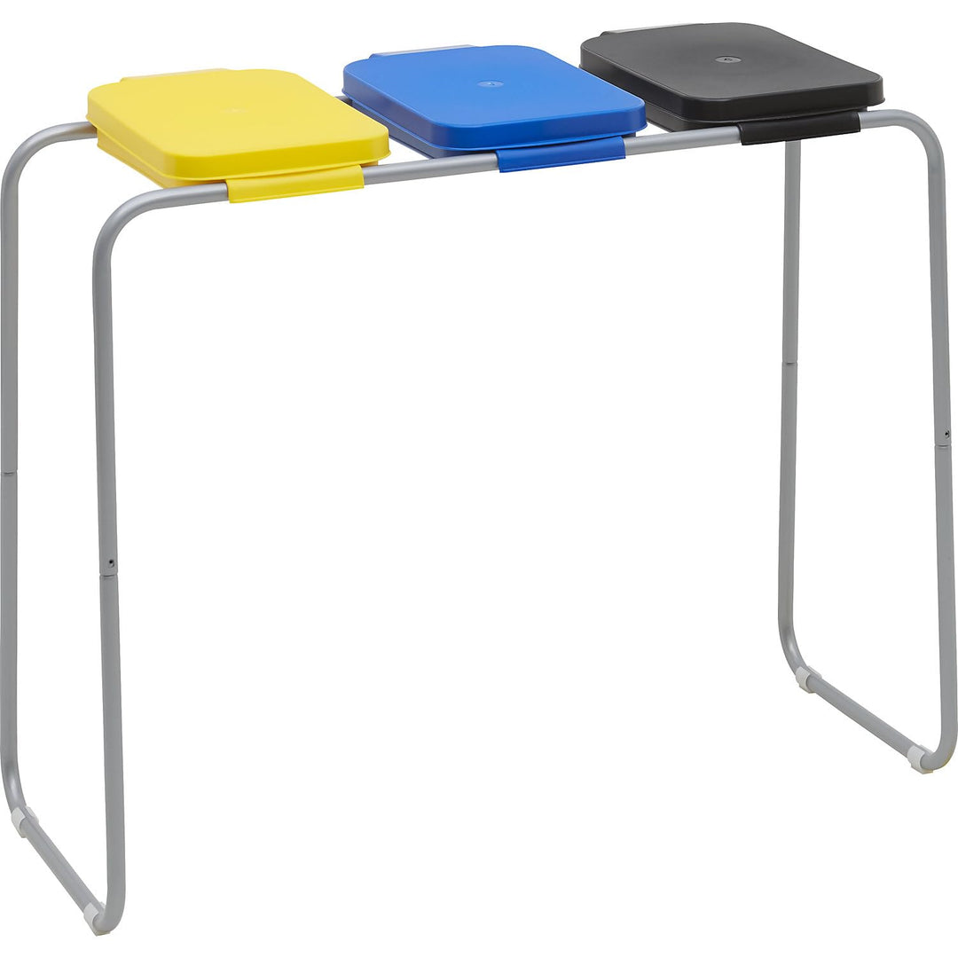 eurokraft | Müllsackhalter aus Stahl mit Kunststoffdeckel | für Volumen bis 3 x 120 l | Standgestell