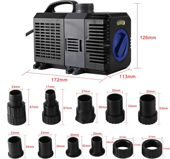 everfarel 3000/3600/4500/L/H ECO Teichpumpe Pumpe Filterpumpen Wasserpumpe für Gartenteiche (7000 L/