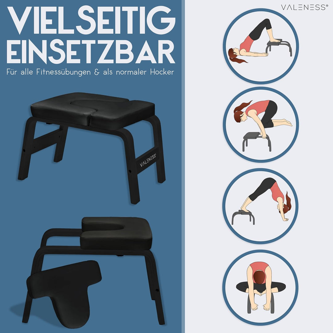Yoga Kopfstandhocker - Hochwertiger Yoga Hocker inkl. Yogagurt, Yogablock & Übungsposter - Yoga Stuh