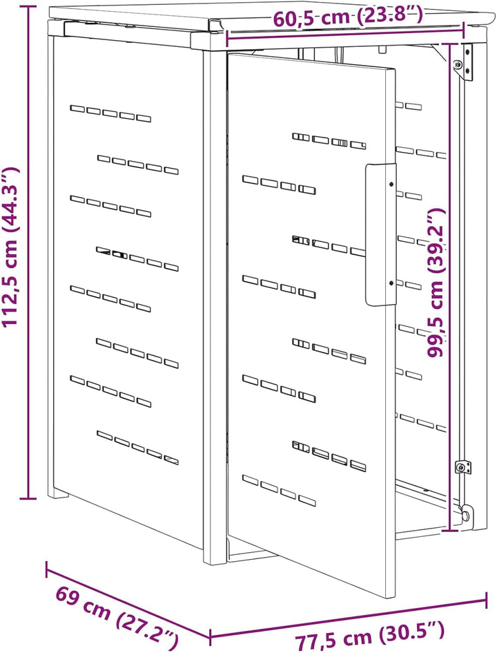 vidaXL Mülltonnenbox for 1 Bin 240L Schwarz, Schwarz