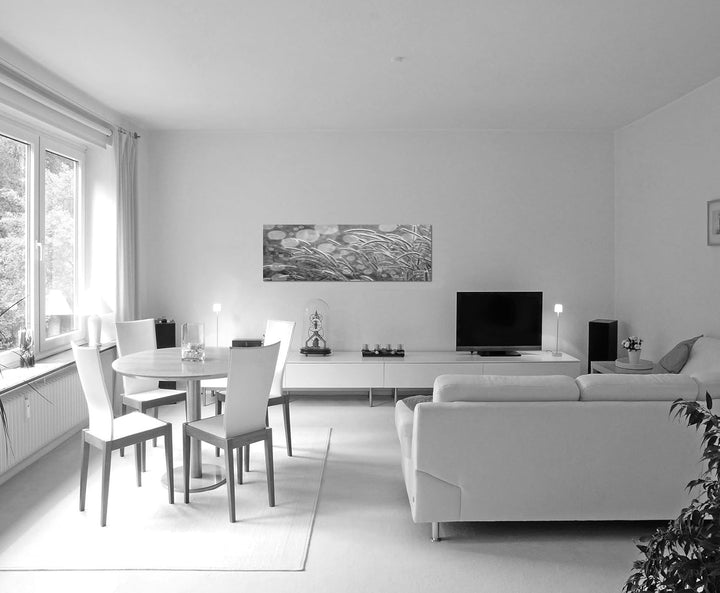 Paul Sinus Art Leinwandfoto als Panorama SCHWARZ/Weiss 120x40cm Kornfeld Herbst Abendsonne