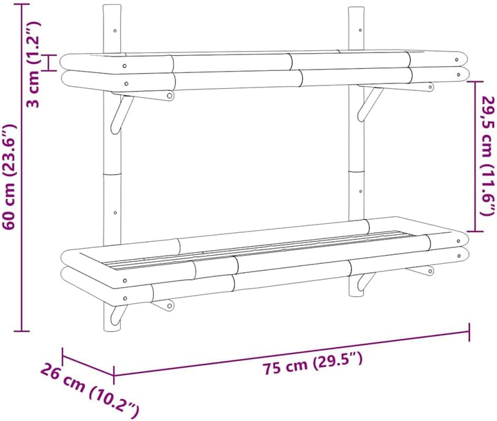 vidaXL Wandregal Wandhalterung Braun 75 x 26 x 60 cm Bambus | Spart Platz auf dem Boden und sorgt fü