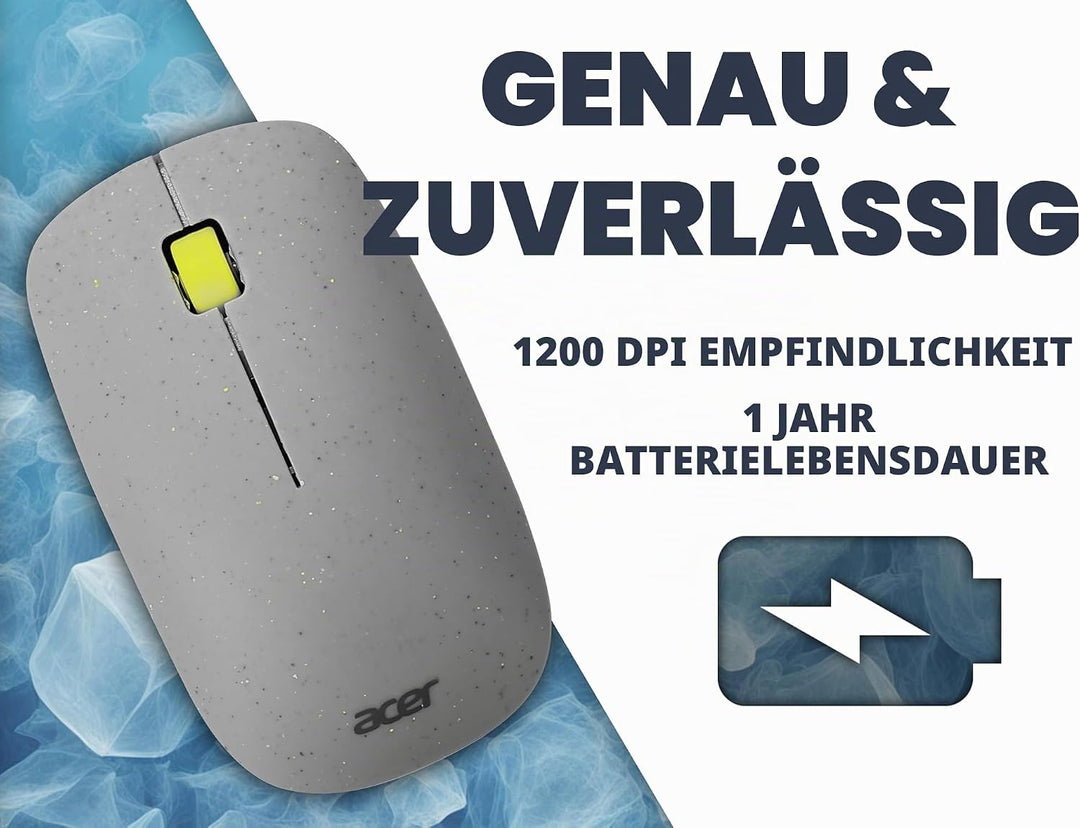Acer Vero Maus AMR020 - Maus kabellos (2.4GHz Funkmaus, 1200 DPI, Smart-Power-Management, ergonomisc