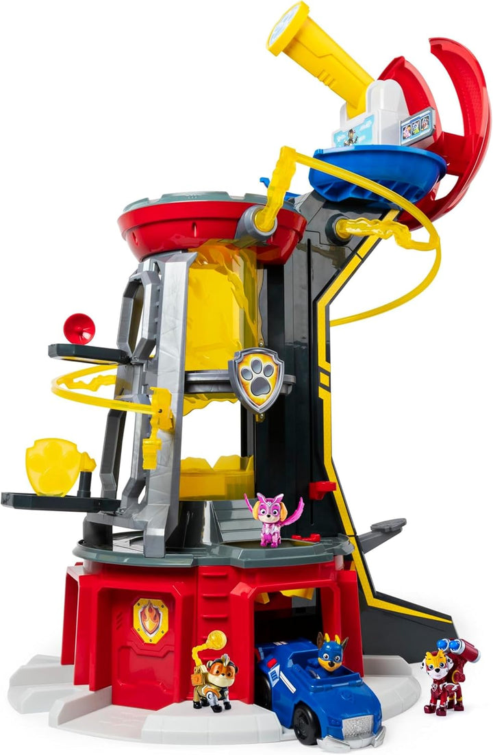 PAW PATROL, Mighty Lookout Tower mit 4 zusätzlichen exklusiven Action-Figuren, Spielzeugauto, Licht-