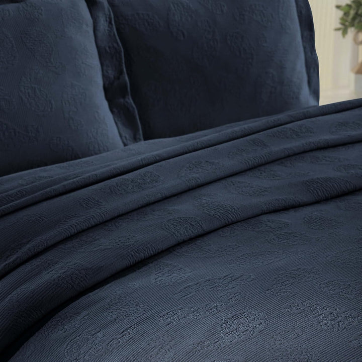 SUPERIOR Baumwoll-Matelasse-Tagesdecken-Set, Übergrösse, leichte Bettwäsche, 1 Steppdecke, 2 Kissenb