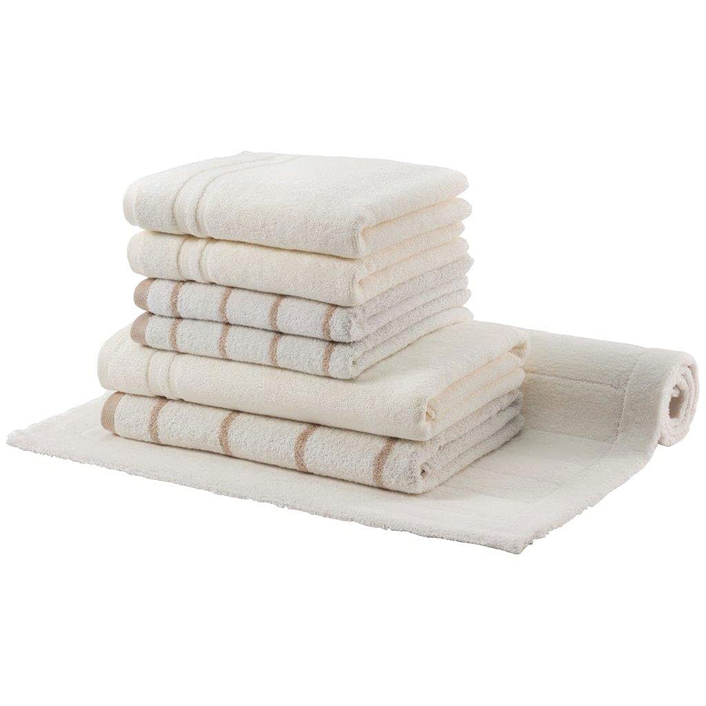 Egeria LINE Set mit Handtücher, Duschtücher und Badteppich 60x100cm 155 Ivory Badteppich 60x100cm El