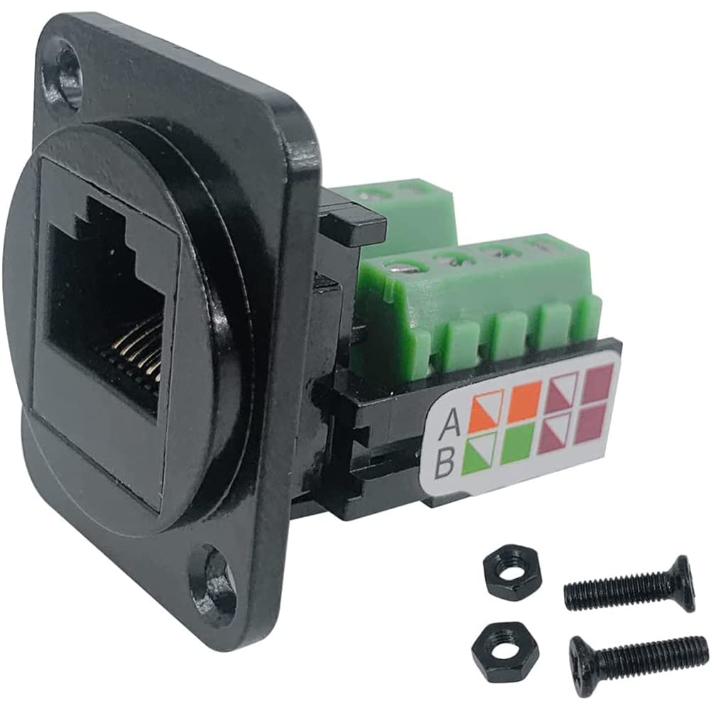 PENGLIN 5PCS RJ45-Buchse für Schalttafelmontage Schraubklemmenadapter, D-Typ RJ45 8P8C Buchse zu 8 P