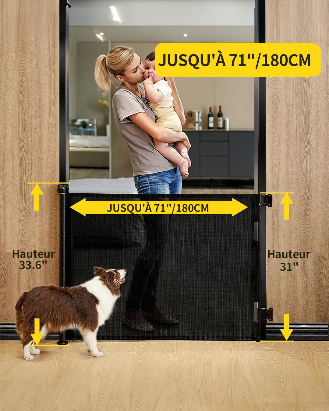 Patywaga Treppenschutzgitter Ausziehbar 0-180cm,Türschutzgitter Ausziehbar mit Treppenschutz & Kinde