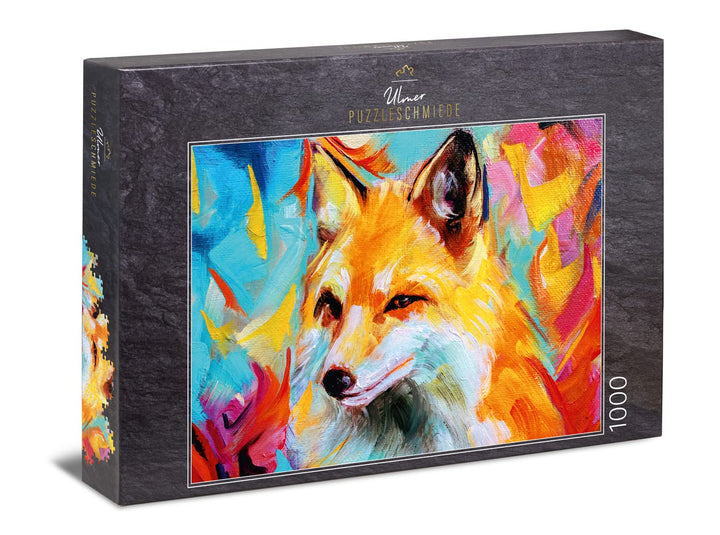 Puzzle „Bunter Fuchs“ – Modernes 1000 Teile Puzzle – Abstraktes Fuchs-Gemälde als zeitgemässes Tier-
