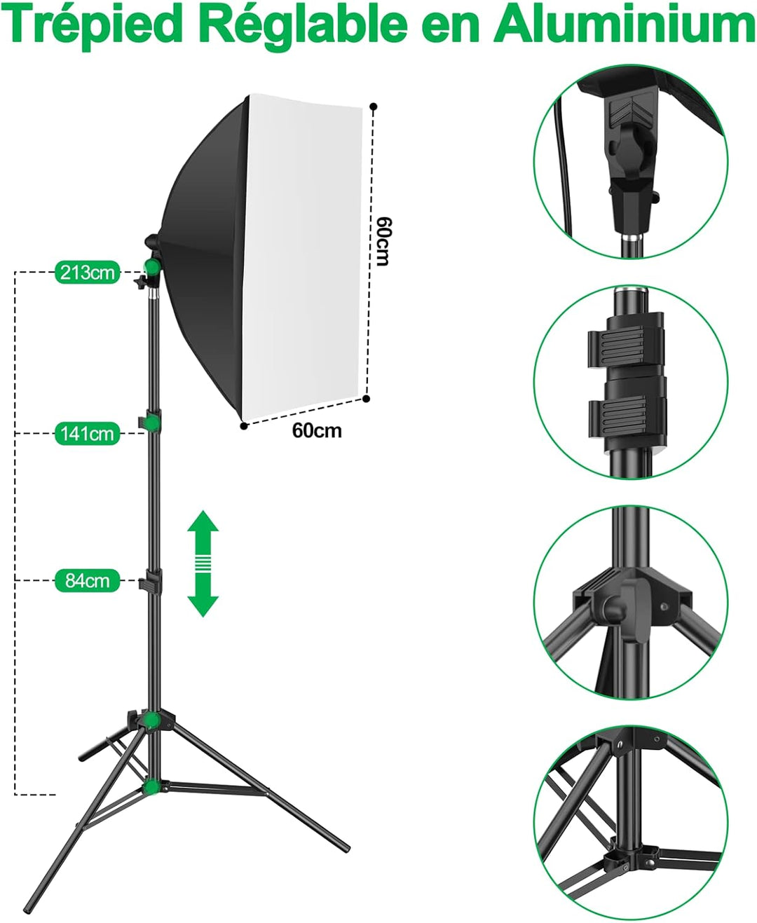 EMART Fotostudio Set, 2,6M x 3M Fotostudio Hintergrundsystem mit 3 Hintergrund Fotografie + Ständer