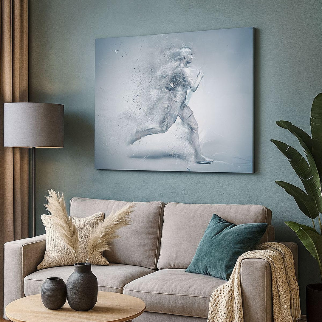 Bilder auf Leinwand 100x70cm Leinwandbild Energie Abbildung Jogging Marathon Gross Wanddeko Bild Sch