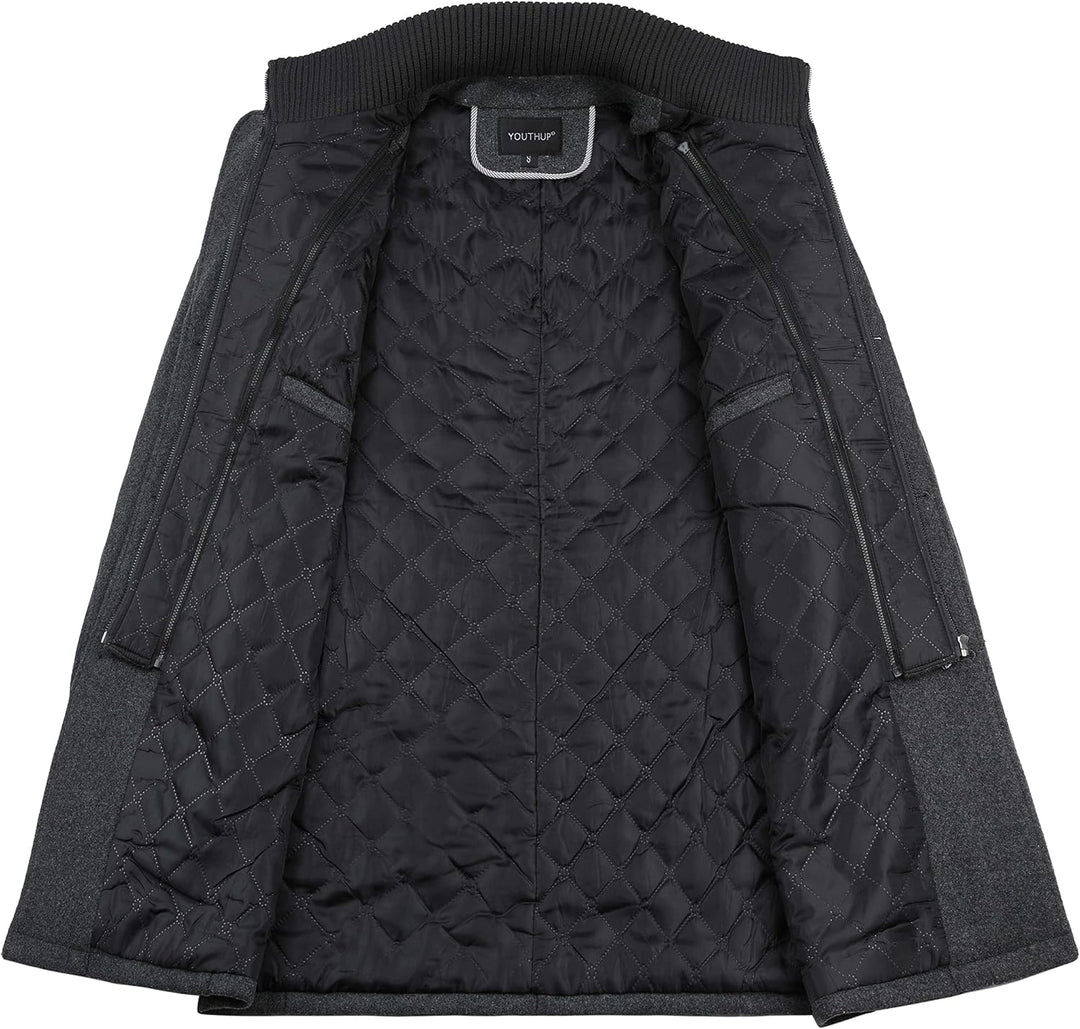 YOUTHUP Herren Wollmantel Dick Winter Kurzmantel Regular Fit Wintermantel Freizeit Herrenmantel Über