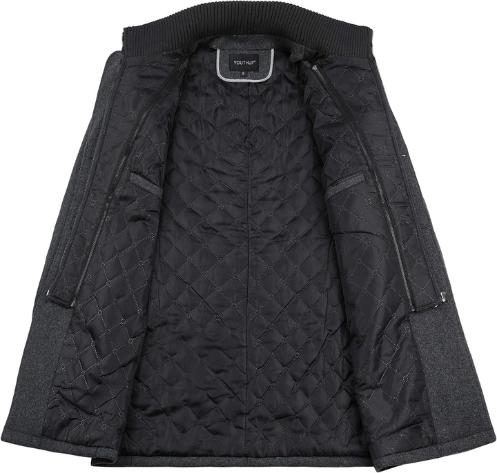 YOUTHUP Herren Wollmantel Dick Winter Kurzmantel Regular Fit Wintermantel Freizeit Herrenmantel Über