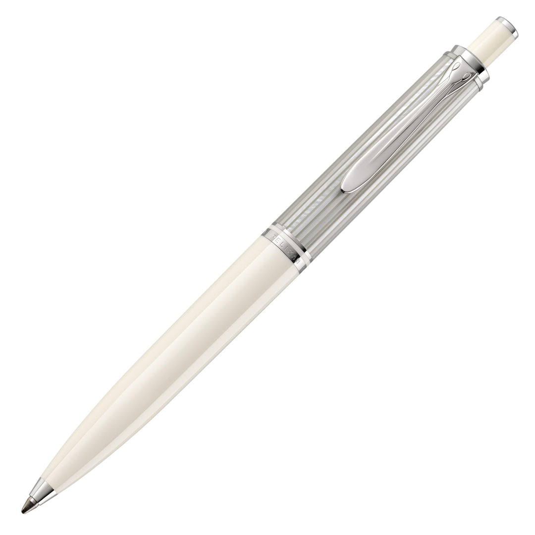 Pelikan Kugelschreiber Souverän 405, Silber-Weiss, hochwertiger Druckkugelschreiber im Geschenk-Etui