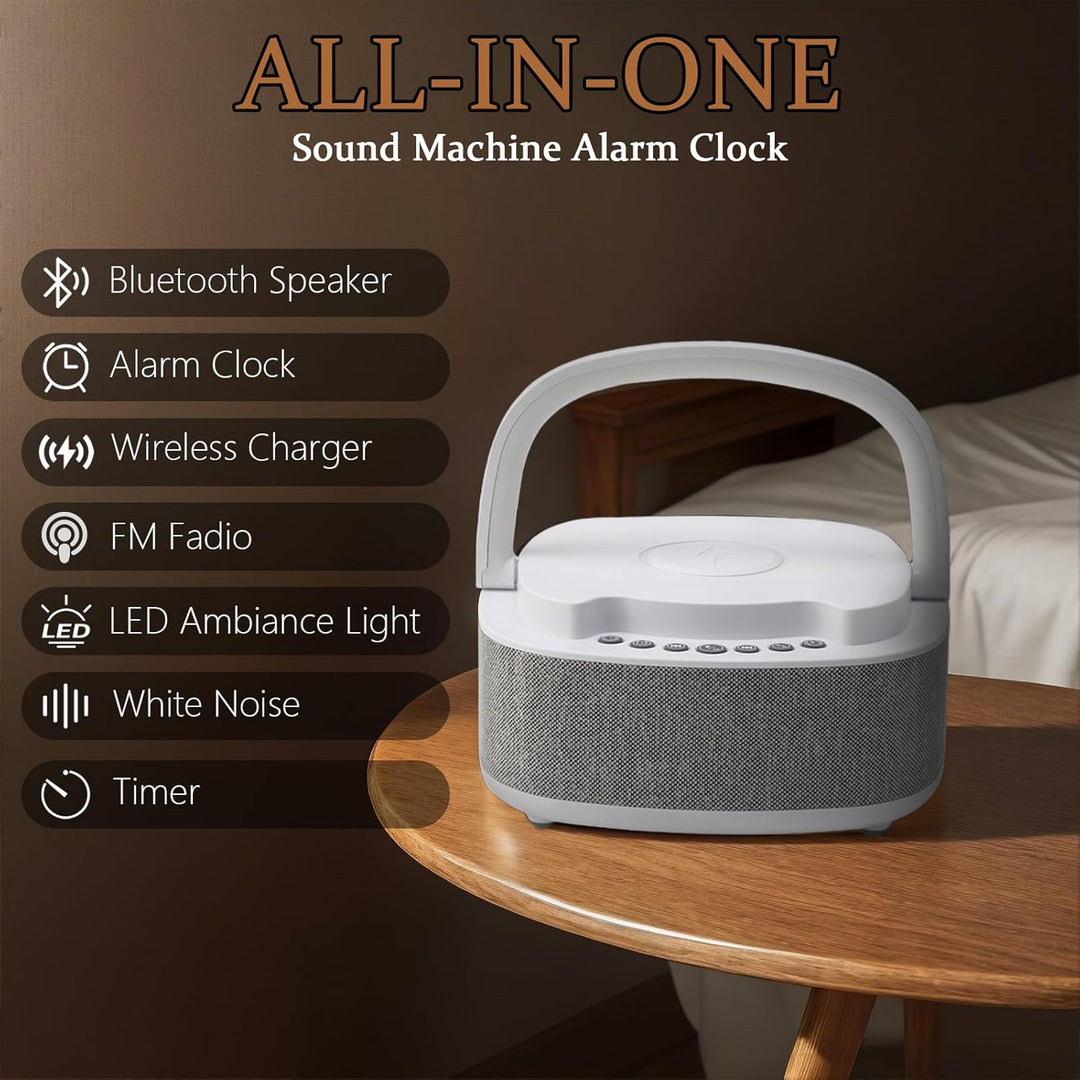 DaMohony Radiowecker Digital mit Wireless Charger, multifunktional Nachttisch Wecker mit LED Nachtti