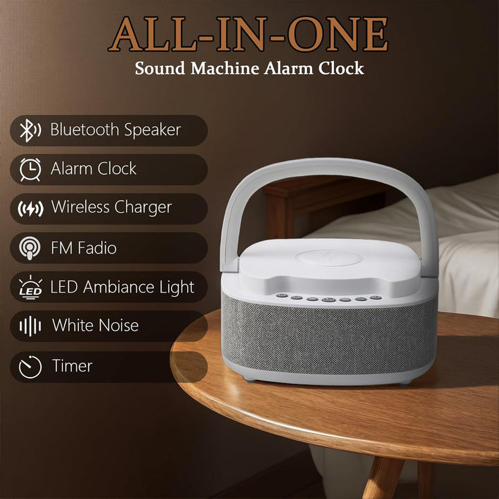 DaMohony Radiowecker Digital mit Wireless Charger, multifunktional Nachttisch Wecker mit LED Nachtti