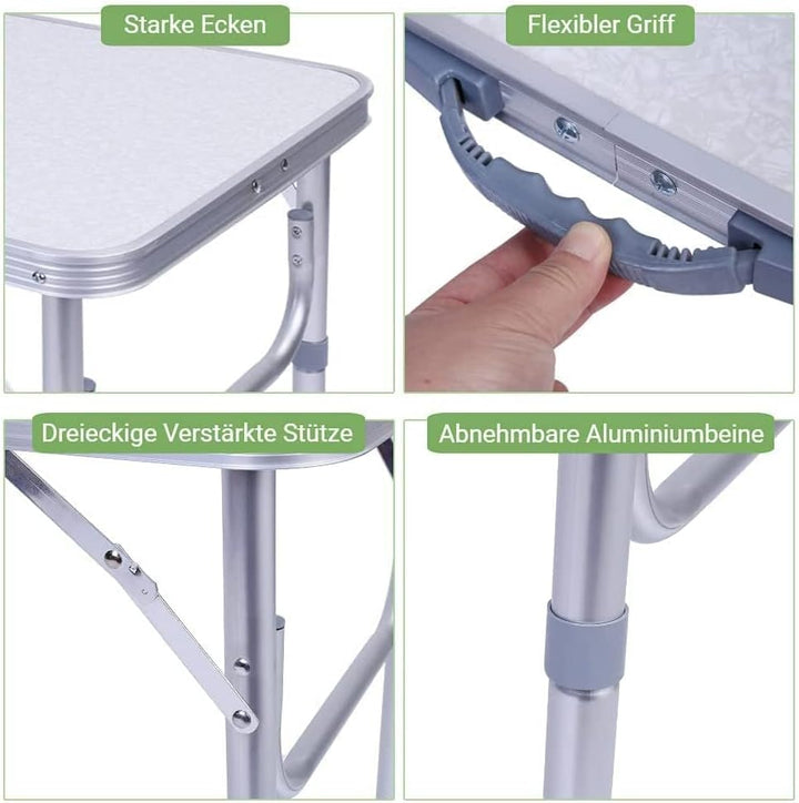 Klapptisch aus Aluminium, Campingtisch für Picknick, Camping, Grill, Outdoor, 60,2 x 45 cm