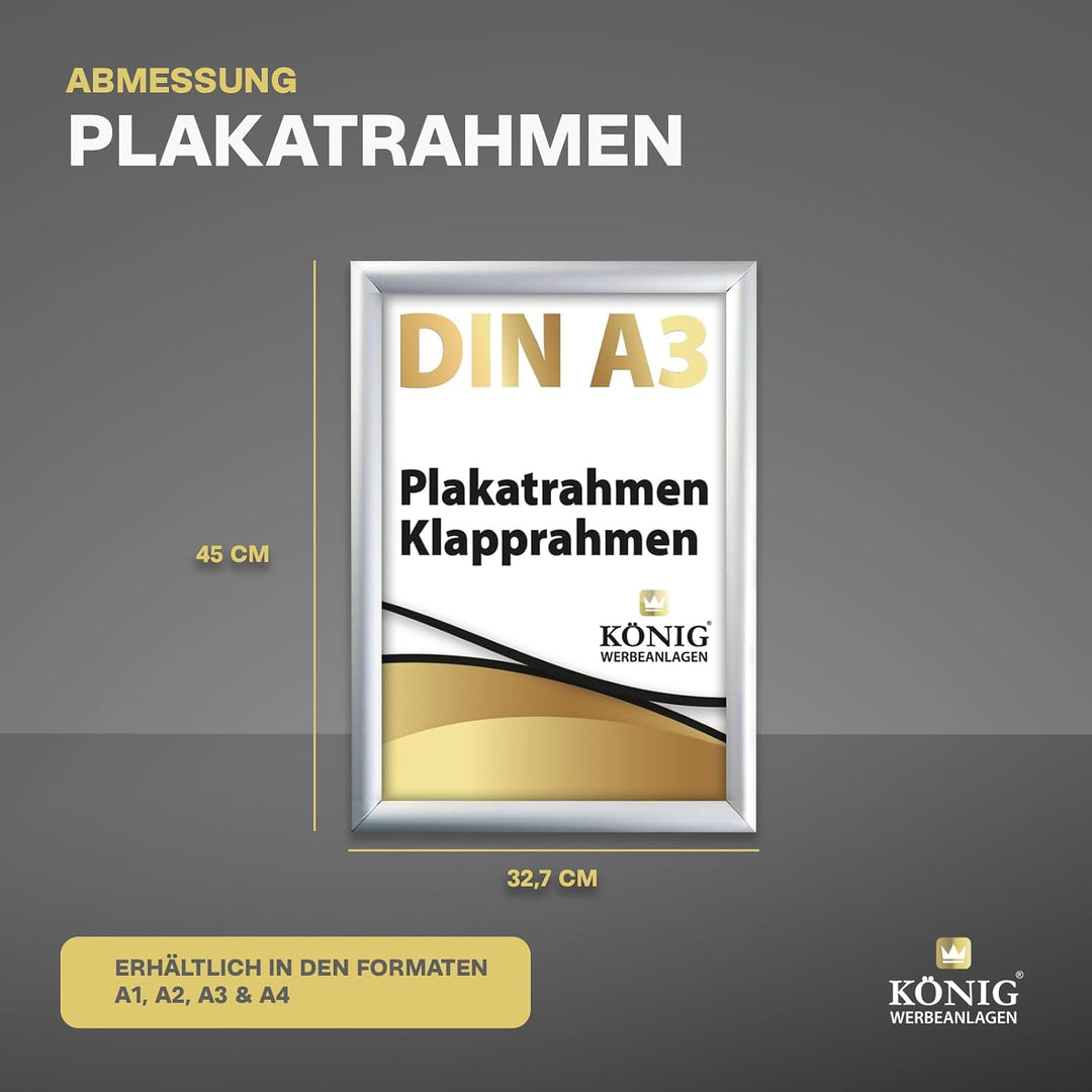 Plakatrahmen DIN A3 | 25mm Alu Profil, eckig | Silber | inkl. entspiegelter Schutzscheibe | Bilderra