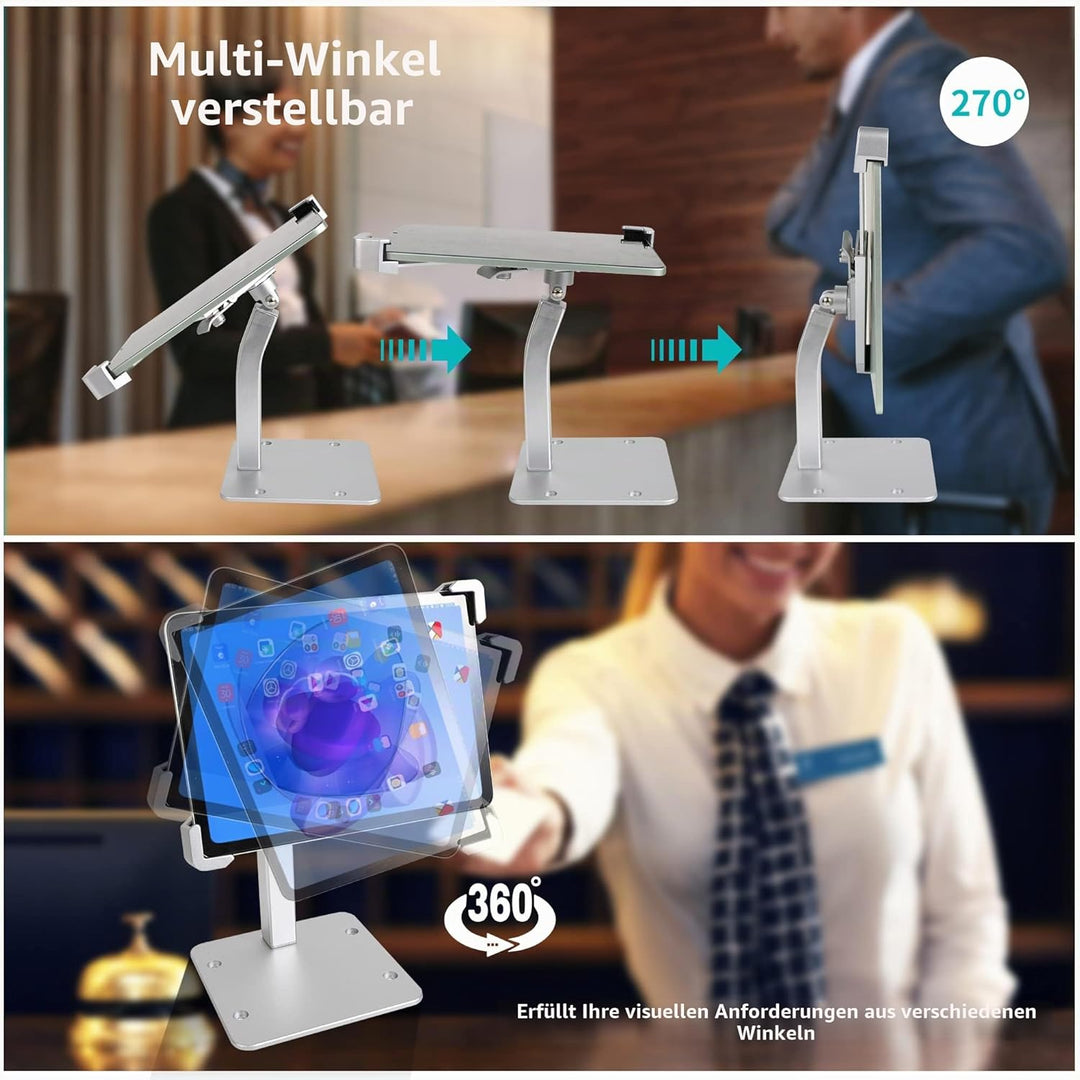 Tischhalterung Tablet Diebstahlsicherung, Kiosk Tablet Stand mit Schloss, Anti Diebstahl Desktop Tab
