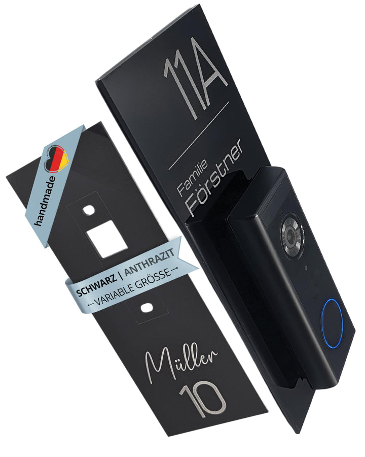 Klingelschild für Eufy Video Doorbell S220 2K HD (kabellos) | Schwarz oder Anthrazit | Hausnummer, H
