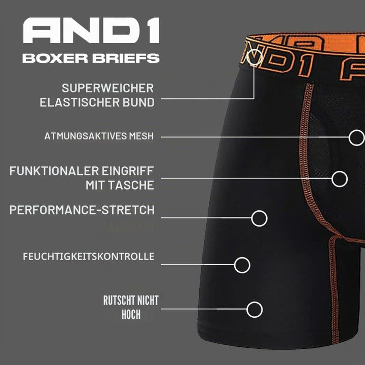AND1 Sport Boxershorts 5er Pack Unterwäsche Herren Unterhosen Männer Retroshorts Boxer Brief Sportun