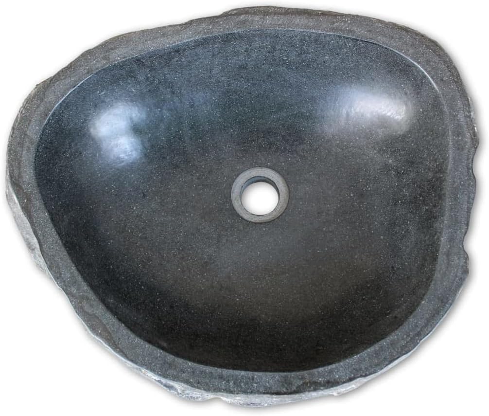 WIFESE Waschbecken Flussstein Oval 37-46 cm Taupe Naturstein Waschbecken Badezimmermöbel Waschtisch