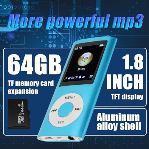 MP3-Player, Tragbarer Verlustfreier Sound, Schlanker MP3-Musik-Player mit Kopfhörer, Digitaler Musik