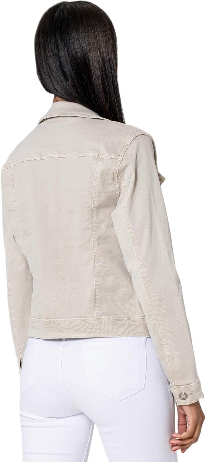 Nina Carter J212 Damen Slim-Fit Jeansjacke – Farbige Übergangsjacke mit Kent-Kragen und Taschen – Fr