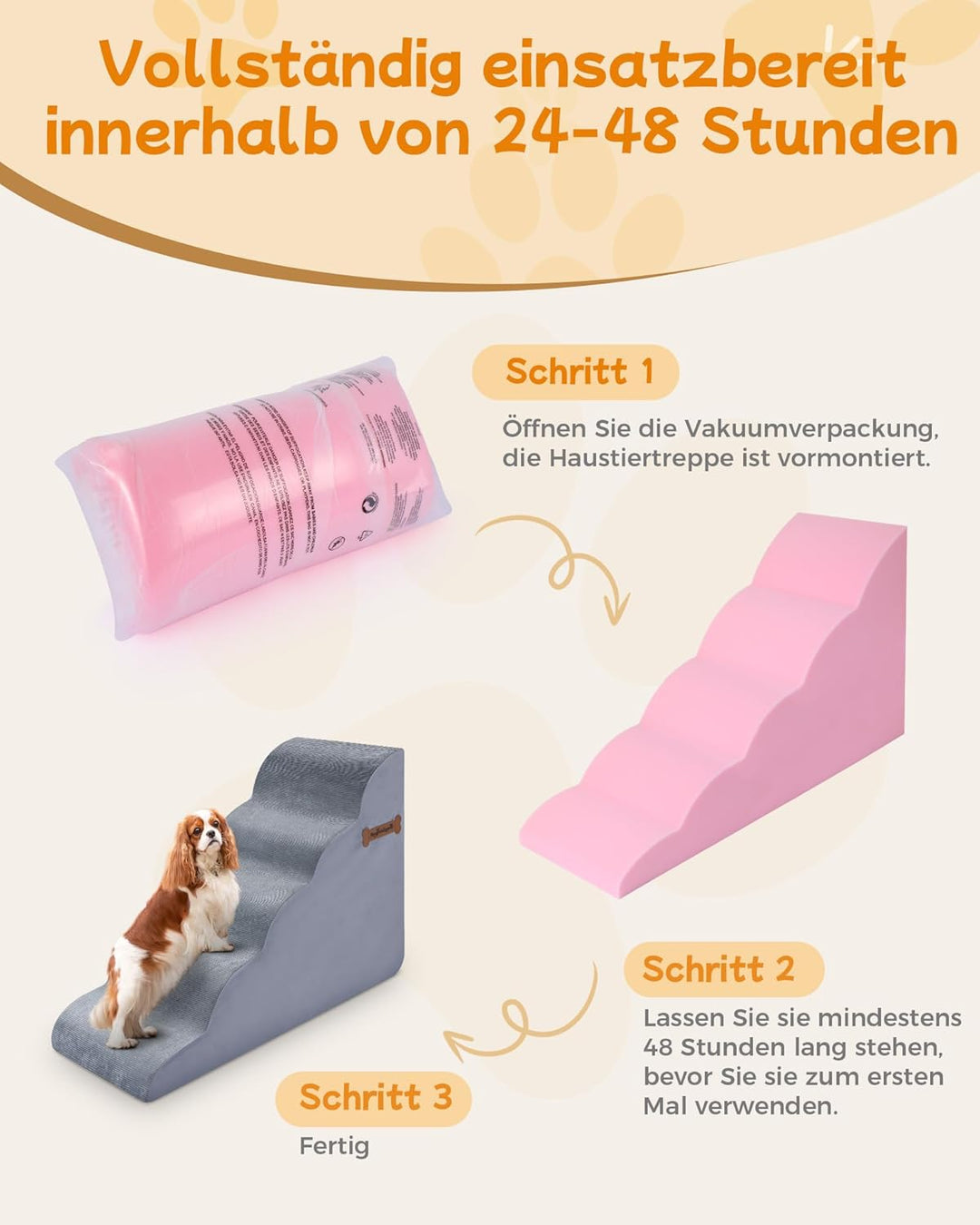 Hundetrepen, Hundestufen 5-stufige Hundefootstool 40x87x60CM für Sofa und hohes Bett, rutschfeste Ha