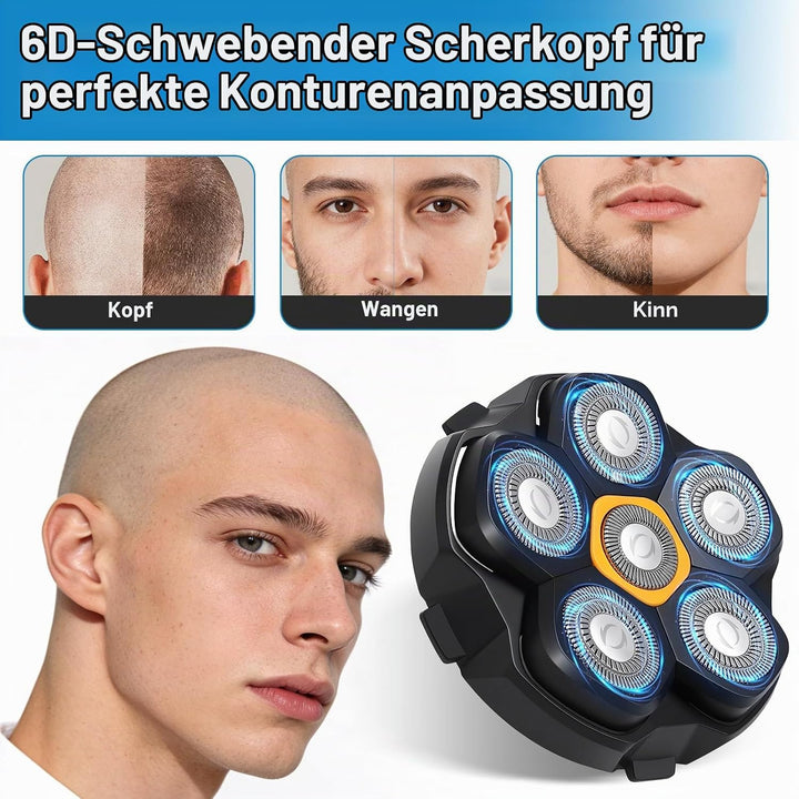3 Stück Ersatzrasierkopf für Glatzen Rasierer Herren, Magnetische 6 Blade Head Shaver Ersatzköpfe, 6
