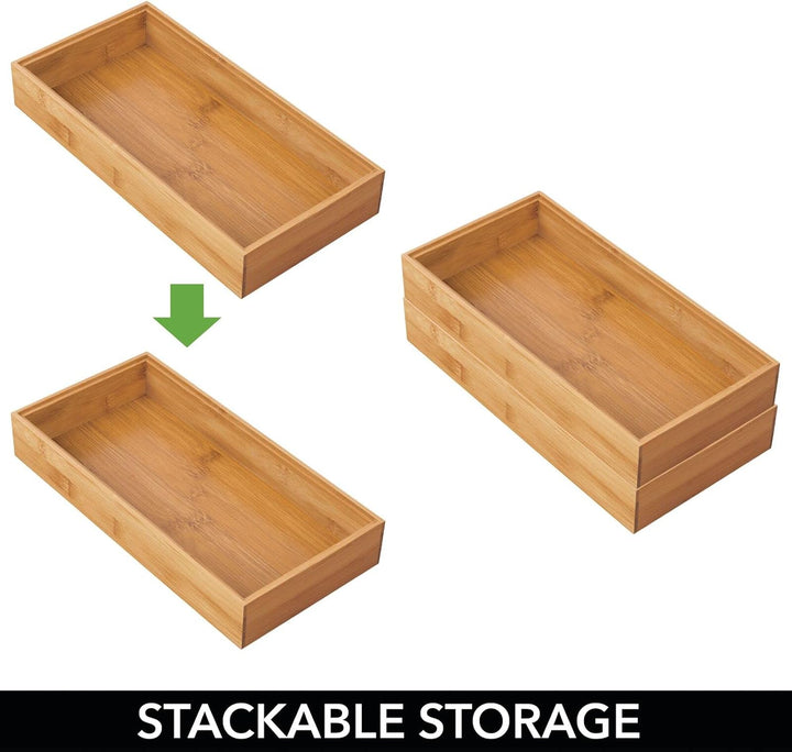 mDesign 4er-Set Aufbewahrungsbox für die Küche – extragrosse Schubladenbox aus Holz – stapelbarer Sc