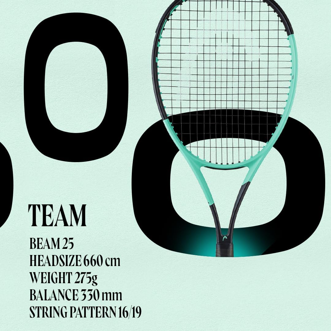 Boom Team 2024 Tennisschläger | Besaitete mittlere Spannung mit Velocity 16G Saite