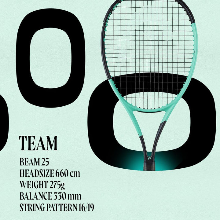 Boom Team 2024 Tennisschläger | Besaitete mittlere Spannung mit Velocity 16G Saite