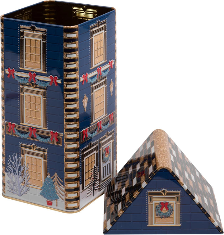 POWERHAUS24 Blechdose New York Christmas House, Weihnachtsdeko oder Aufbewahrung für Plätzchen & Leb