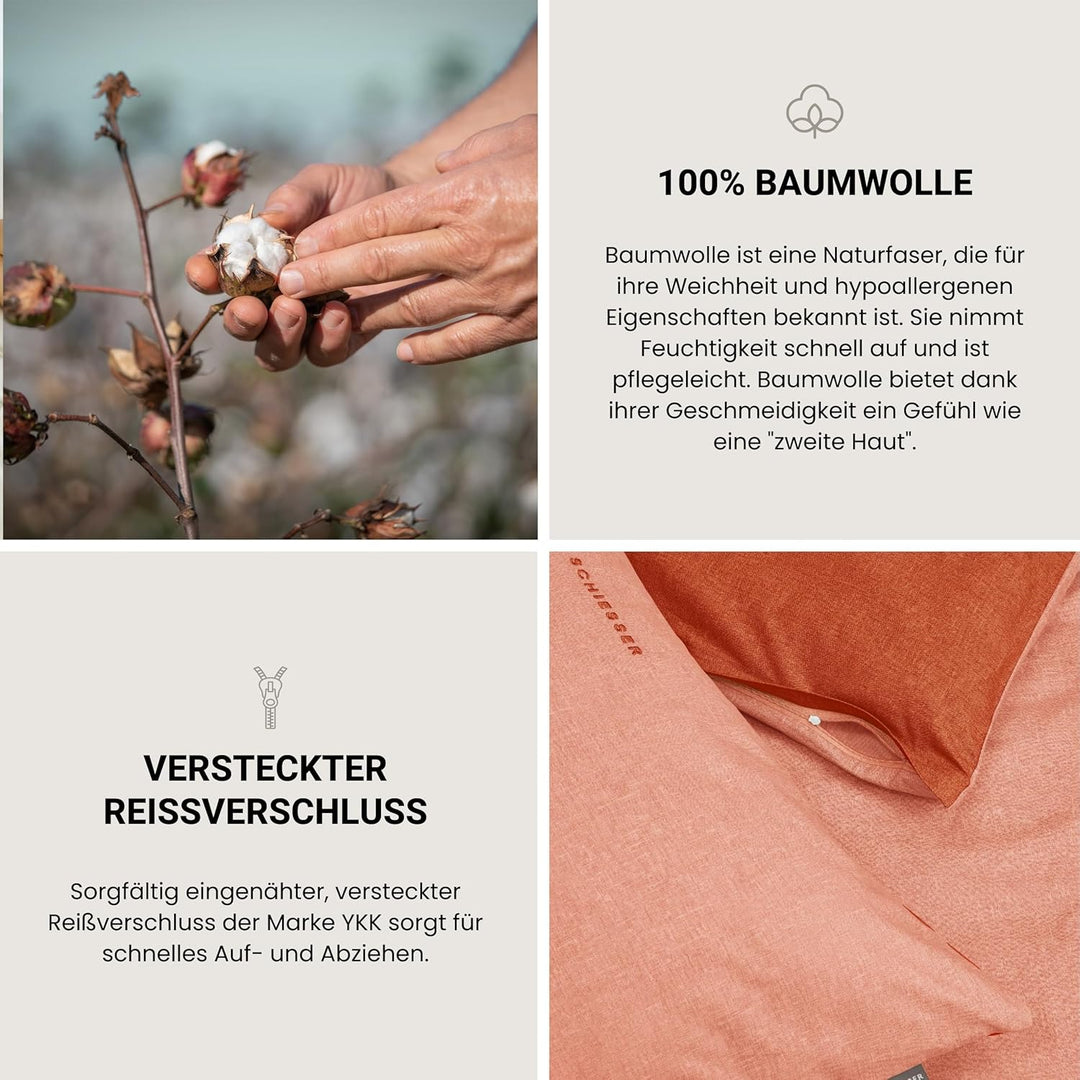 Schiesser Wende-Bettwäscheset Doubleface in angenehm glatter Renforcé Qualität, Made IN Green, Farbe