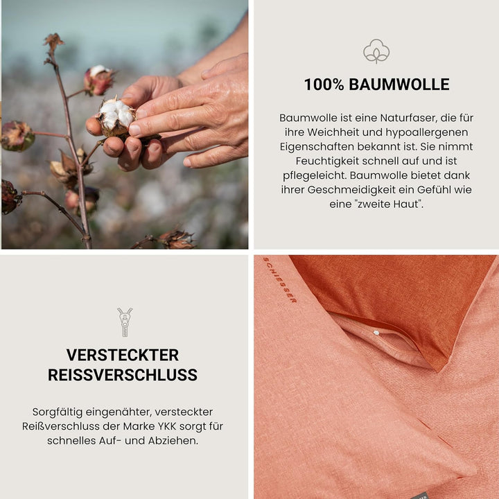 Schiesser Wende-Bettwäscheset Doubleface in angenehm glatter Renforcé Qualität, Made IN Green, Farbe